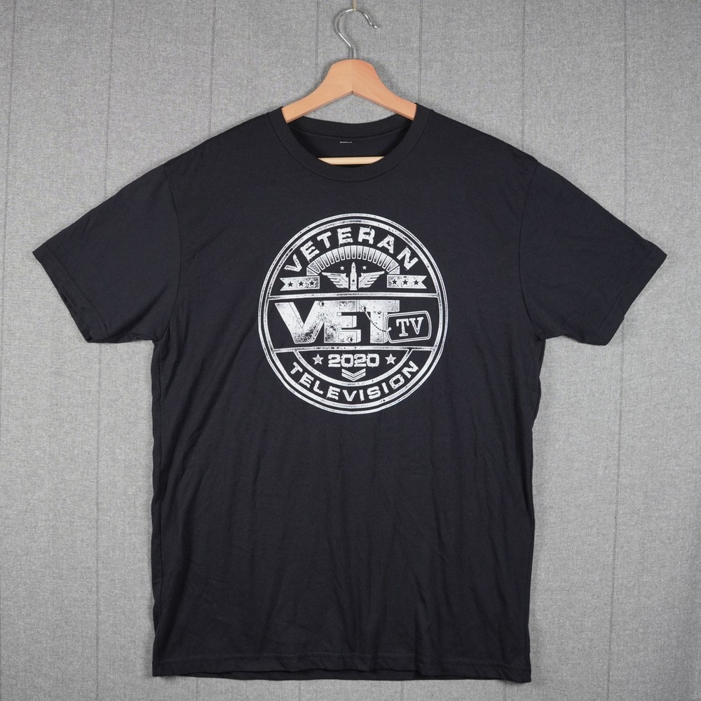 Veteran TV 2020 Mens T-Shirt Black‎ Fits Medium No Tag Short Sleeve Vet TV